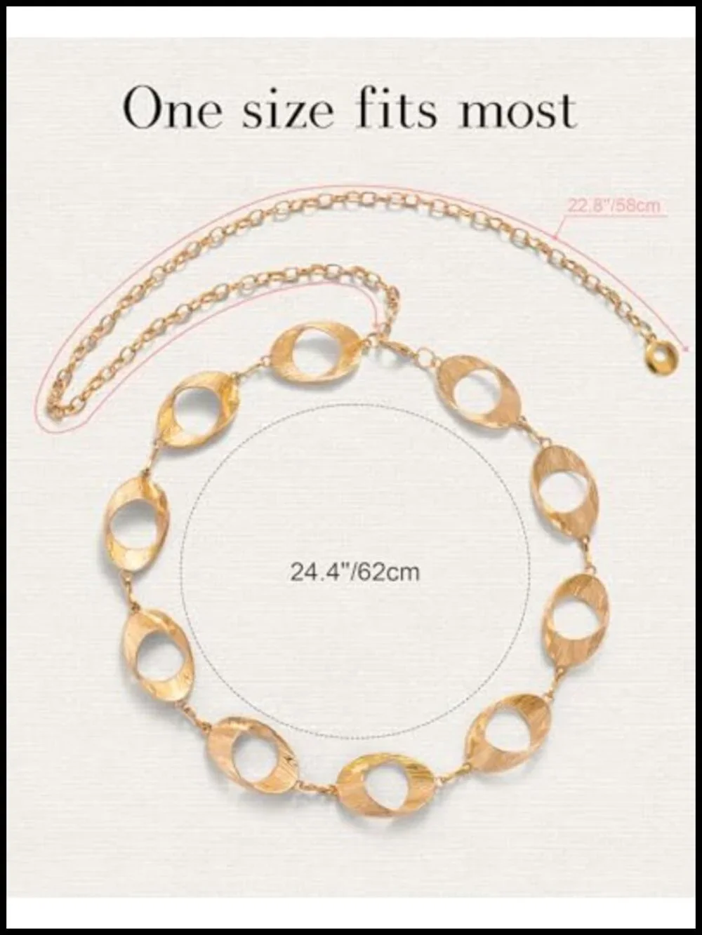 Gold Metal Chain Belt, Adjustable Body Link Belt for Women, Fashion Waist Chain